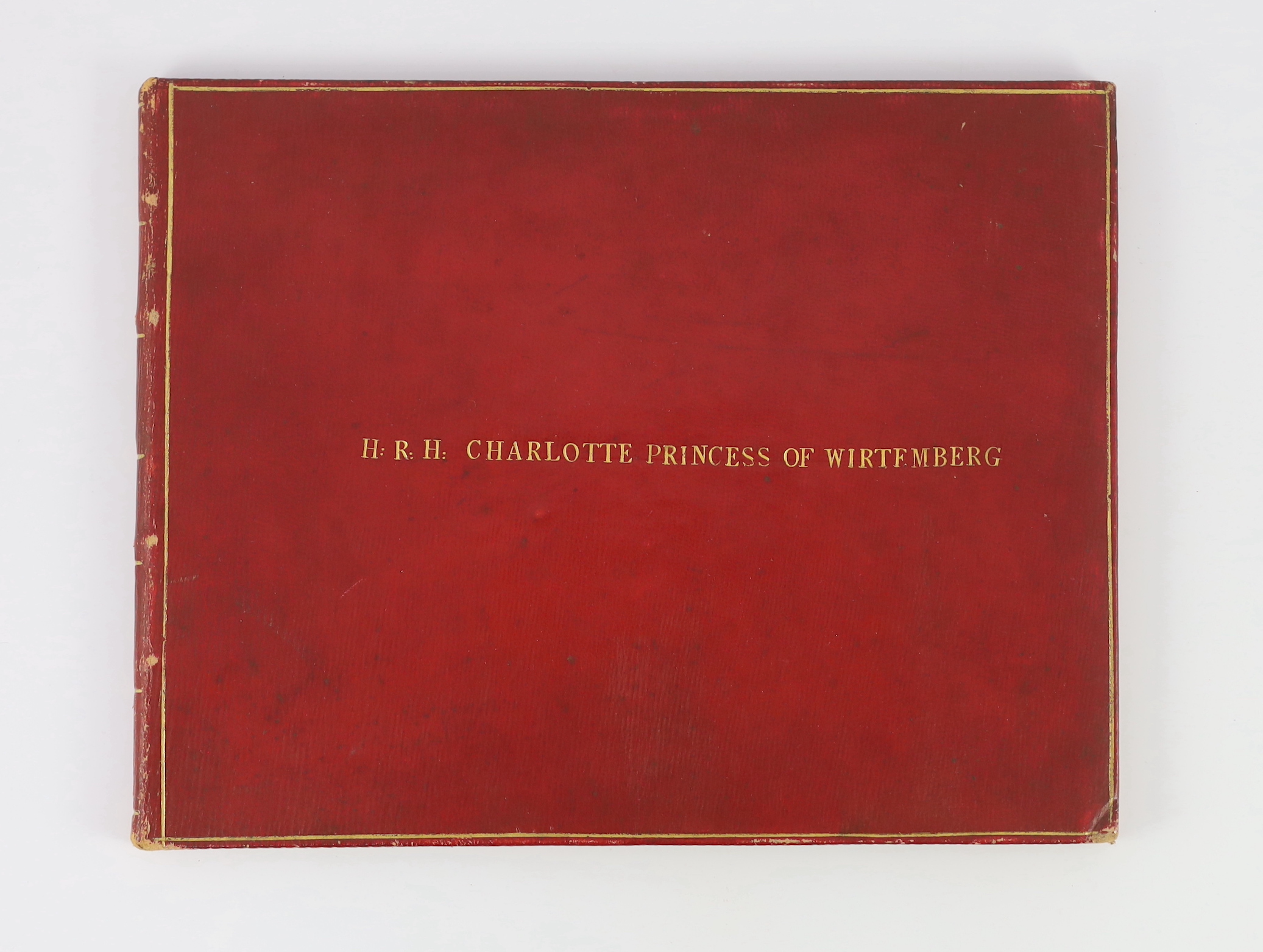 [Noel, Amelia - Views in Kent]. Part 2 only (ex4). 6 coloured etched and captioned plates within ruled borders, pictorial engraved dedication leaf; contemp. gilt-ruled red morocco with dedication lettering (to HRH. Charl